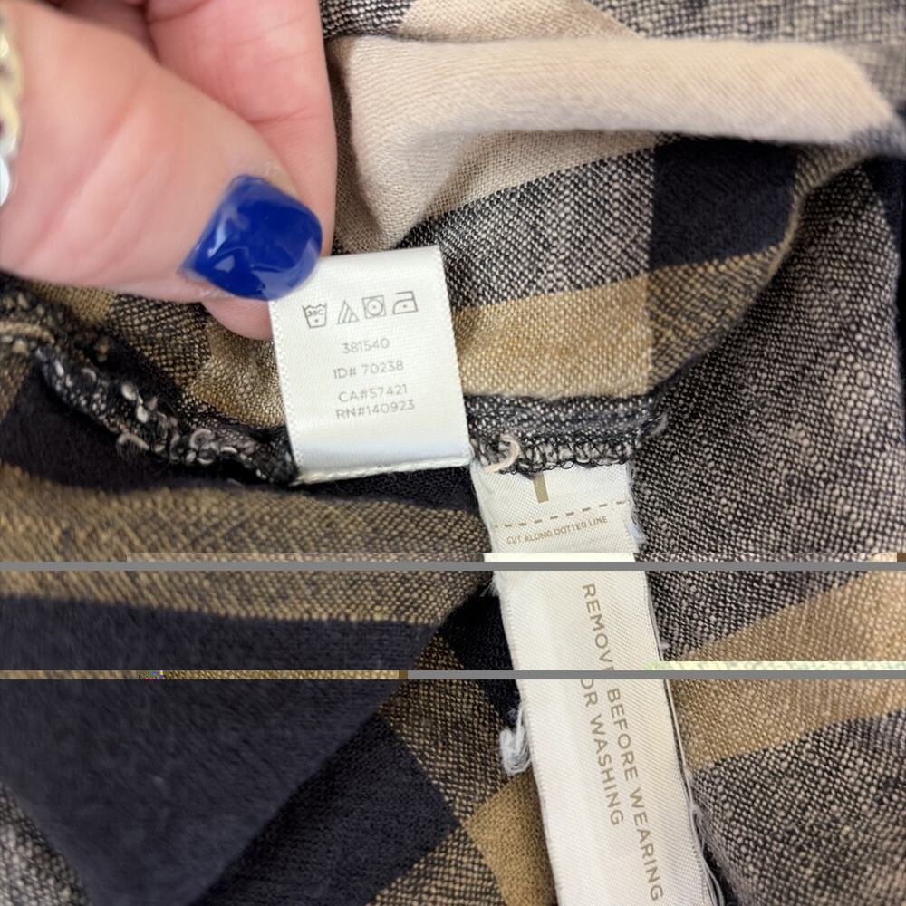Loft Plaid Shacket XS Tan Brown Black Neutrals Button Up Shirt Layering Jacket - Picture 10 of 11